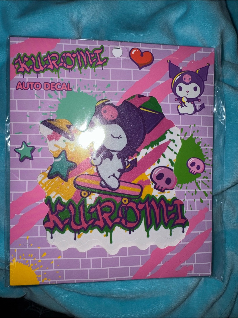Sanrio Kuromi Sticker Decal — Pink, Purple & Green Graphic car auto